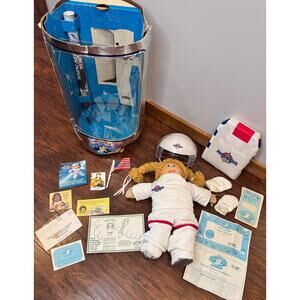 VTG Cabbage Patch Astronaut Space Doll Blonde Helmet/Poster/Accessories & Box